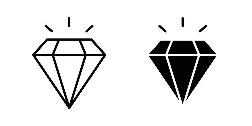 Value icon solid, line, and editable vector set. Stock Illustration
