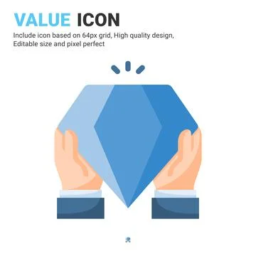 Value icon vector with flat color style isolated on white background Stock Illustration