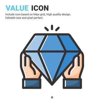 Value icon vector with outline color style isolated on white background Illustrazione stock