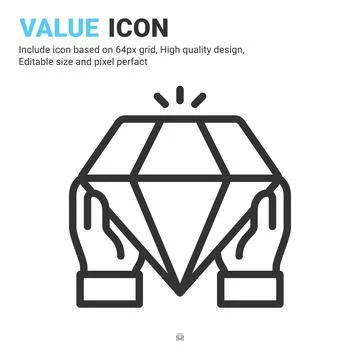 Value icon vector with outline style isolated on white background 스톡 일러스트