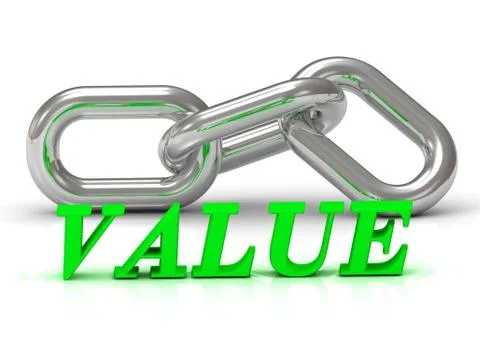 VALUE- inscription of color letters and Silver chain of the section on white Stock Illustration