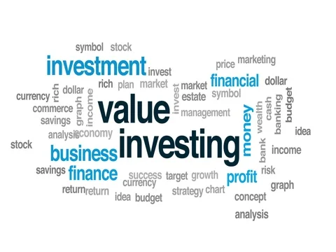 Value investing animated word cloud, text design animation. Stock Footage 75156813