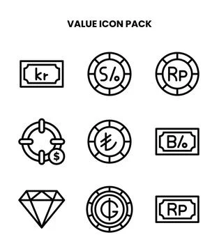 Value Line Collection Icons Pack Stock Illustration