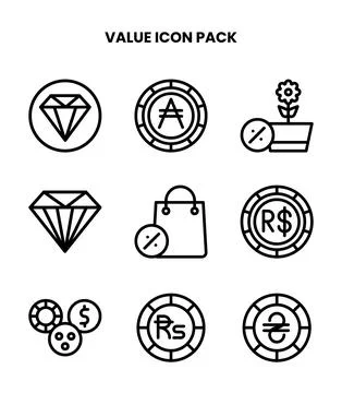 Value Line Collection Icons Pack Ilustración de archivo