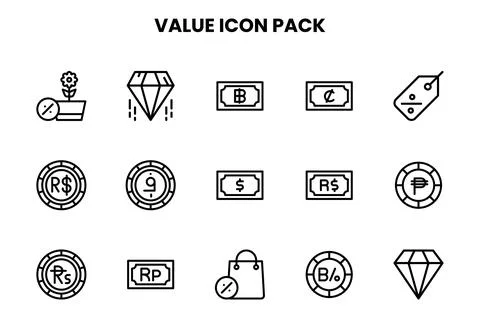 Value Line Collection Icons Pack Stock Illustration