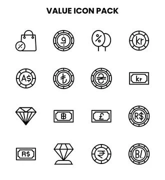 Value Line Graphics Icons Pack Stock Illustration
