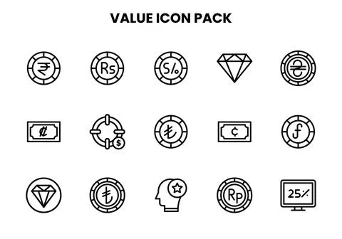 Value Line Icons Pack Stock Illustration