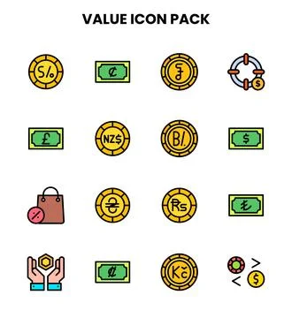 Value Lineal Color Vector Icons Pack Stock Illustration