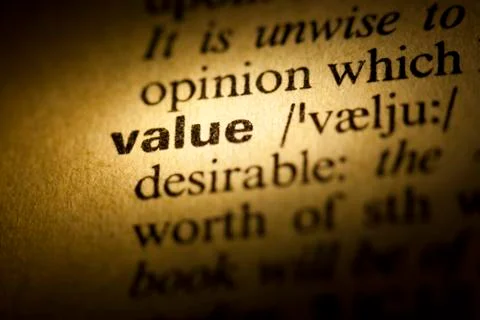 Value meaning in dictionary Stock Photos