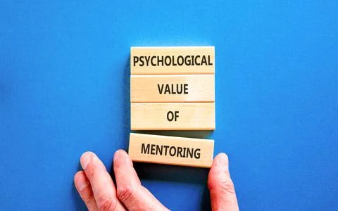 Value of mentoring words symbol. Concept words Psychological value of mento.. Stock Photos