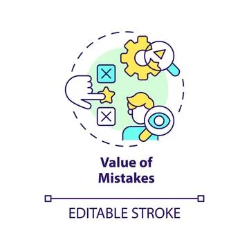 Value of mistakes multi color concept icon Illustrazione stock