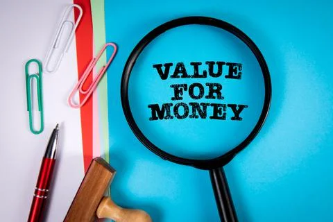 Value for money. Office items on the table Stock Photos