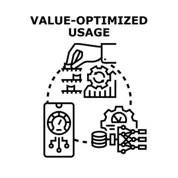 Value optimized usage concept illustration with data management Stock Illustration