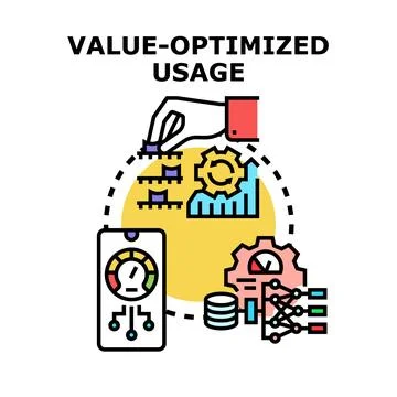 Value optimized usage concept illustration with data management Stock Illustration