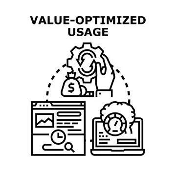 Value optimized usage strategy developing business success Illustrazione stock