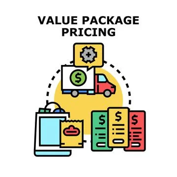 Value package pricing delivery and shopping concept Stock Illustration