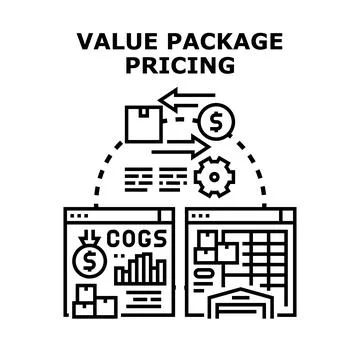Value package pricing strategy optimizing cost and sales Stock Illustration