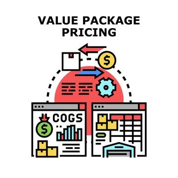 Value package pricing strategy optimizing cost and sales Stock Illustration