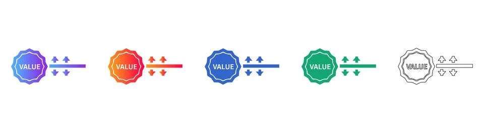 Value Proposition and Scalability Icon Set Stock Illustration