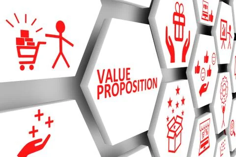 VALUE PROPOSITION concept cell background 3d illustration Stock Illustration