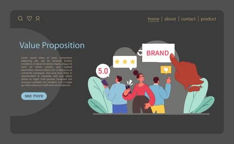 Value Proposition concept. Customers engage with a standout brand offering. 스톡 일러스트