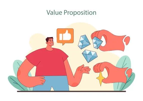 Value Proposition design. Illustrates the articulation of product benefits. Stock Illustration