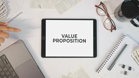 VALUE PROPOSITION DISPLAYING ON A TABLET SCREEN Stock Footage 274060398