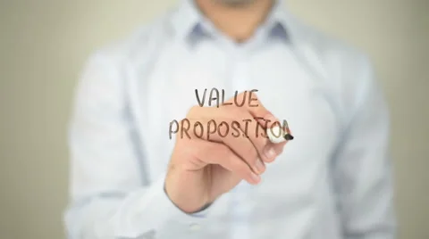 Value Proposition , man writing on transparent screen Stock Footage 62758193