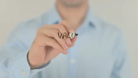 Value Proposition, Man Writing on Transparent Screen Stock Footage 158431204