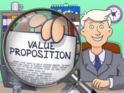 Value Proposition through Lens. Doodle Design 스톡 일러스트