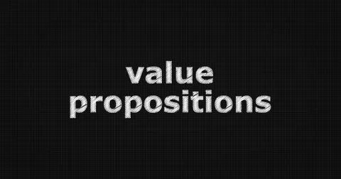 VALUE PROPOSITIONS text on board Stock Illustration