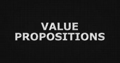 VALUE PROPOSITIONS text on board Stock Illustration
