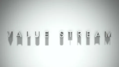 Value stream 3D title animation with shadows on a white background Stock Footage 297818053