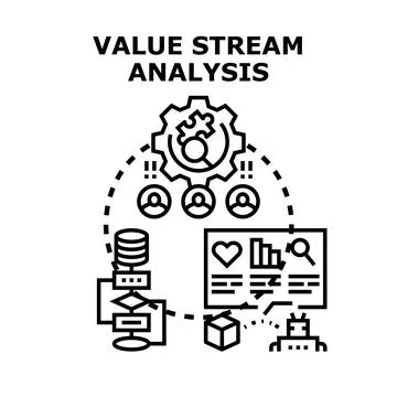 Value stream analysis process optimizing business workflow 스톡 일러스트
