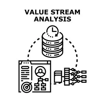 Value stream analysis process optimizing business operations Ilustración de archivo