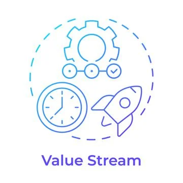 Value stream blue gradient concept icon Stock Illustration