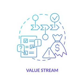 Value stream blue gradient icon Stock Illustration