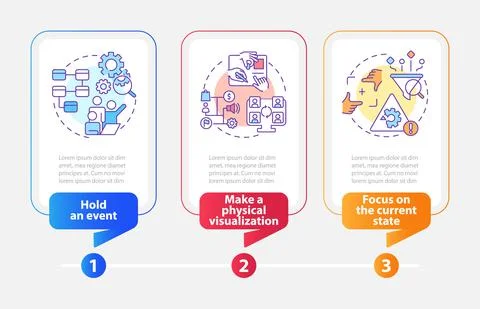 Value stream mapping best practices rectangle infographic template Illustrazione stock