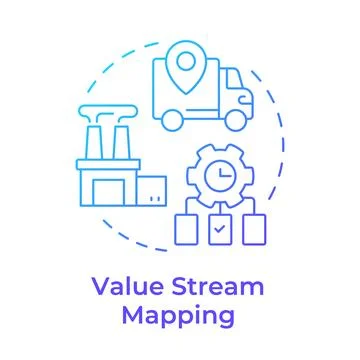 Value stream mapping blue gradient concept icon Stock Illustration