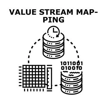 Value stream mapping digital data and process optimization Illustration
