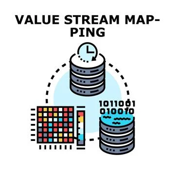 Value stream mapping digital data and process optimization Stock Illustration