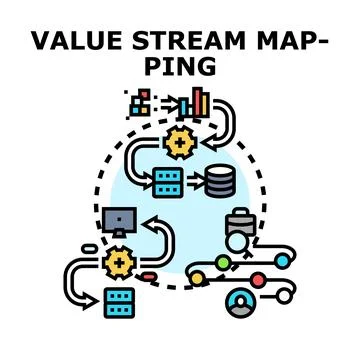 Value stream mapping improving business process optimization Stock Illustration