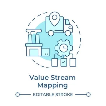 Value stream mapping soft blue concept icon Illustrazione stock