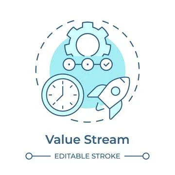 Value stream soft blue concept icon Stock Illustration