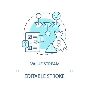 Value stream turquoise concept icon Stock Illustration