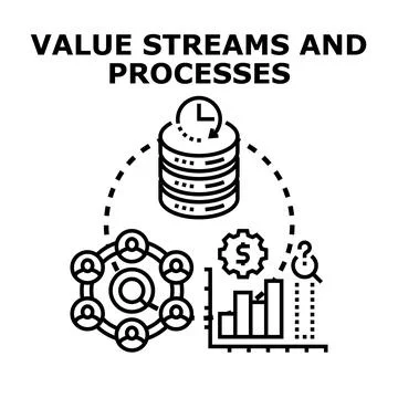 Value streams and processes optimizing business strategy Stock Illustration