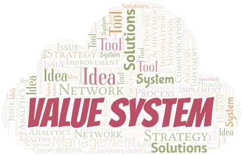 Value System typography vector word cloud. Stock Illustration
