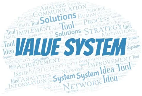 Value System typography vector word cloud. Stock Illustration