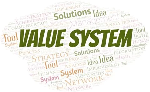Value System typography vector word cloud. Stock Illustration