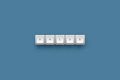 Value text on a 3d keyboard button with shadow concept series Stock Illustration